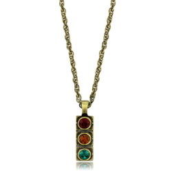 LO3836 - Antique Copper Brass Chain Pendant with Top Grade Crystal  in Multi Color