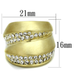 LO3898 - Gold & Brush Brass Ring with Top Grade Crystal  in Clear