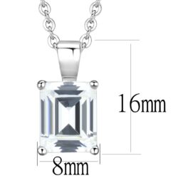 LO3934 - Rhodium Brass Chain Pendant with AAA Grade CZ  in Clear