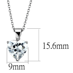 LO3936 - Rhodium Brass Chain Pendant with AAA Grade CZ  in Clear