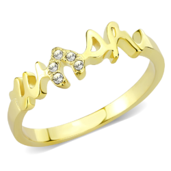 LO3966 - Flash Gold Brass Ring with Top Grade Crystal  in Clear