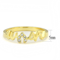 LO3966 - Flash Gold Brass Ring with Top Grade Crystal  in Clear