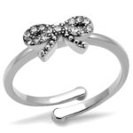 LO4041 - Rhodium Brass Ring with Top Grade Crystal  in Clear