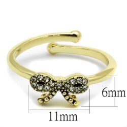 LO4042 - Flash Gold Brass Ring with Top Grade Crystal  in Clear