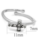 LO4043 - Rhodium Brass Ring with Top Grade Crystal  in Clear