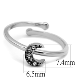 LO4045 - Rhodium Brass Ring with Top Grade Crystal  in Clear