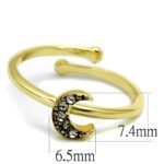 LO4046 - Flash Gold Brass Ring with Top Grade Crystal  in Clear