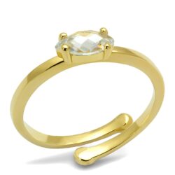 LO4067 - Flash Gold Brass Ring with AAA Grade CZ  in Clear