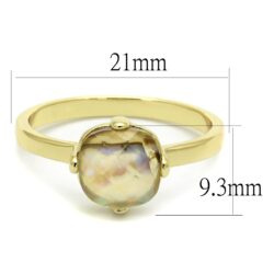 LO4071 - Flash Gold Brass Ring with Precious Stone Conch in Aurora Borealis (Rainbow Effect)