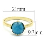 LO4073 - Flash Gold Brass Ring with Synthetic Cat Eye in Capri Blue