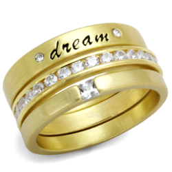 LO4114 - Gold Brass Ring with AAA Grade CZ  in Clear