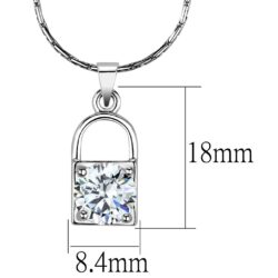 LO4150 - Rhodium Brass Chain Pendant with AAA Grade CZ  in Clear