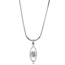 LO4157 - Rhodium Brass Chain Pendant with AAA Grade CZ  in Clear