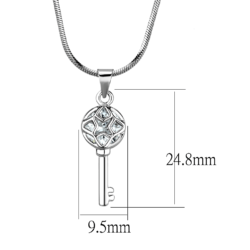 LO4158 - Rhodium Brass Chain Pendant with AAA Grade CZ  in Clear