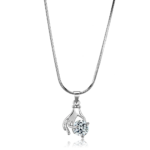 LO4163 - Rhodium Brass Chain Pendant with AAA Grade CZ  in Clear