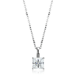 LO4174 - Rhodium Brass Chain Pendant with AAA Grade CZ  in Clear