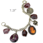 LO4223 - Antique Copper Brass Bracelet with Synthetic Synthetic Glass in Amethyst