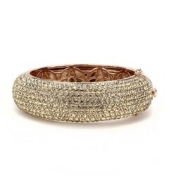 LO4270 - Rose Gold+e-coating Brass Bangle with Top Grade Crystal  in Citrine Yellow