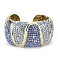 LO4276 - Gold Brass Bangle with Top Grade Crystal  in Multi Color