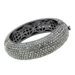 LO4304 - TIN Cobalt Black Brass Bangle with Top Grade Crystal  in Black Diamond