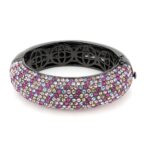 LO4306 - TIN Cobalt Black Brass Bangle with Top Grade Crystal  in Multi Color