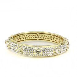 LO4339 - Gold Brass Bangle with Top Grade Crystal  in Clear