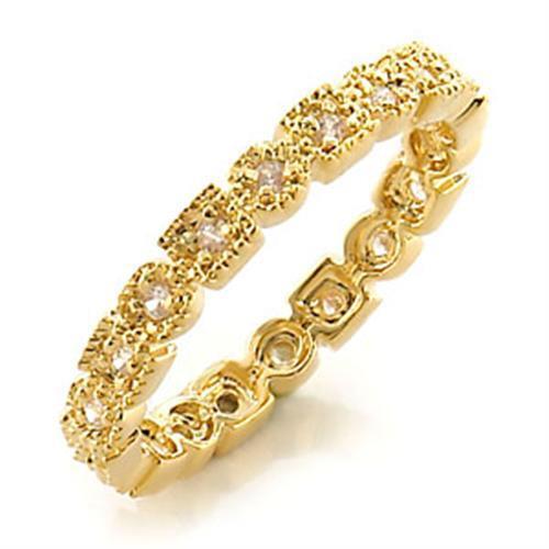 LO450 - Gold Brass Ring with AAA Grade CZ  in Clear