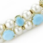 LO4661 - Gold Brass Necklace with Synthetic Glass Bead in White