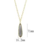 LO4687 - Gold & Brush Brass Chain Pendant with Synthetic Synthetic Stone in Gray