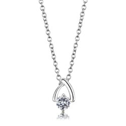 LO4692 - Silver+ e-coating Brass Chain Pendant with AAA Grade CZ  in Clear