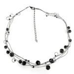 LO4714 - Ruthenium White Metal Necklace with Synthetic Synthetic Glass in Jet