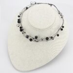 LO4714 - Ruthenium White Metal Necklace with Synthetic Synthetic Glass in Jet