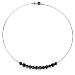 LO4725 - Ruthenium White Metal Necklace with Synthetic Synthetic Glass in Jet