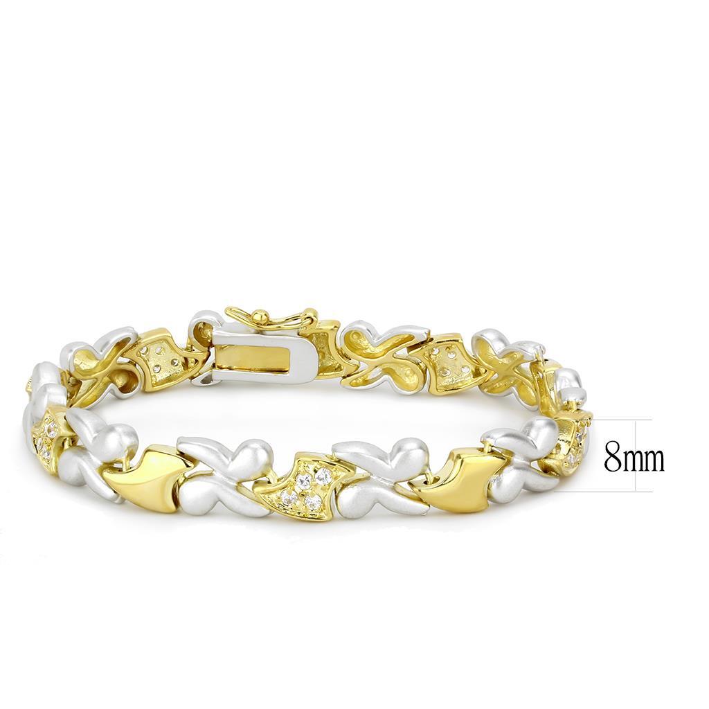 LO4736 - Gold+Rhodium Brass Bracelet with AAA Grade CZ  in Clear