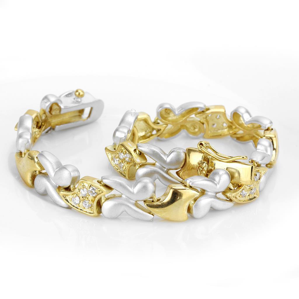 LO4736 - Gold+Rhodium Brass Bracelet with AAA Grade CZ  in Clear