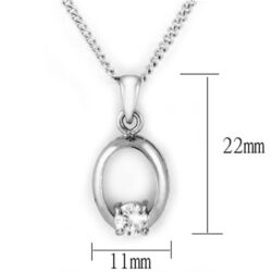 LOA1360 - Rhodium Brass Chain Pendant with AAA Grade CZ  in Clear