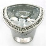 LOA727 - Rhodium Brass Ring with AAA Grade CZ  in Clear