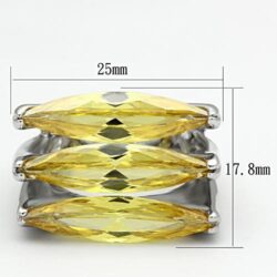 LOA850 - Rhodium Brass Ring with AAA Grade CZ  in Topaz