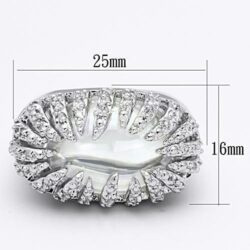 LOA858 - Rhodium Brass Ring with AAA Grade CZ  in Clear