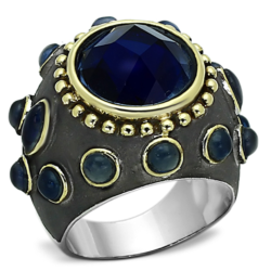 LOA880 - Reverse Two-Tone Brass Ring with Synthetic Synthetic Glass in Montana