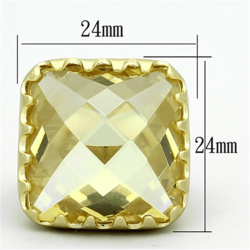 LOA888 - Matte Gold Brass Ring with AAA Grade CZ  in Citrine Yellow