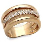 LOA900 - Rose Gold Brass Ring with AAA Grade CZ  in Clear