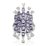 LOA933 - Rhodium Brass Ring with AAA Grade CZ  in Amethyst