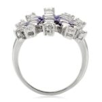 LOA933 - Rhodium Brass Ring with AAA Grade CZ  in Amethyst