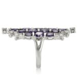 LOA933 - Rhodium Brass Ring with AAA Grade CZ  in Amethyst