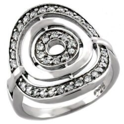 LOAS1018 - Rhodium 925 Sterling Silver Ring with AAA Grade CZ  in Clear