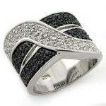 LOAS1147 - Special Color 925 Sterling Silver Ring with AAA Grade CZ  in Jet