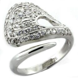 LOAS1161 - High-Polished 925 Sterling Silver Ring with AAA Grade CZ  in Clear