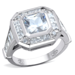 LOS267 - Rhodium 925 Sterling Silver Ring with AAA Grade CZ  in Clear