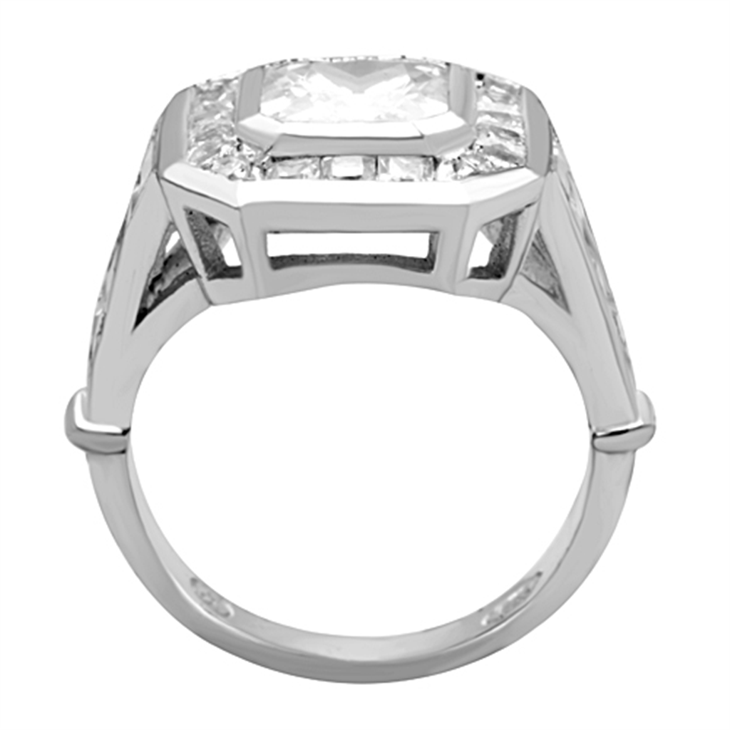 LOS267 - Rhodium 925 Sterling Silver Ring with AAA Grade CZ  in Clear